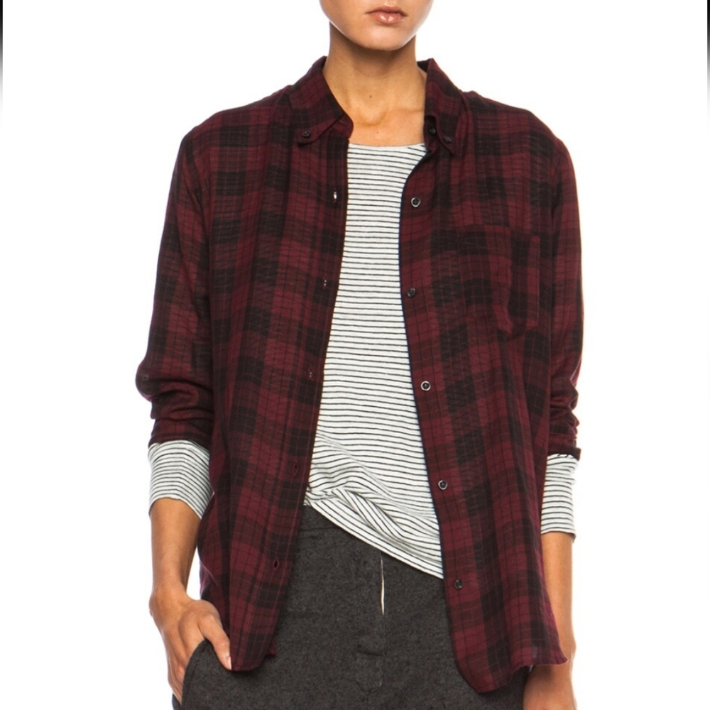 Isabel Marant Etoile Ipa Cotton Voile Button Up Plaid Shirt Size 38 (US 6)